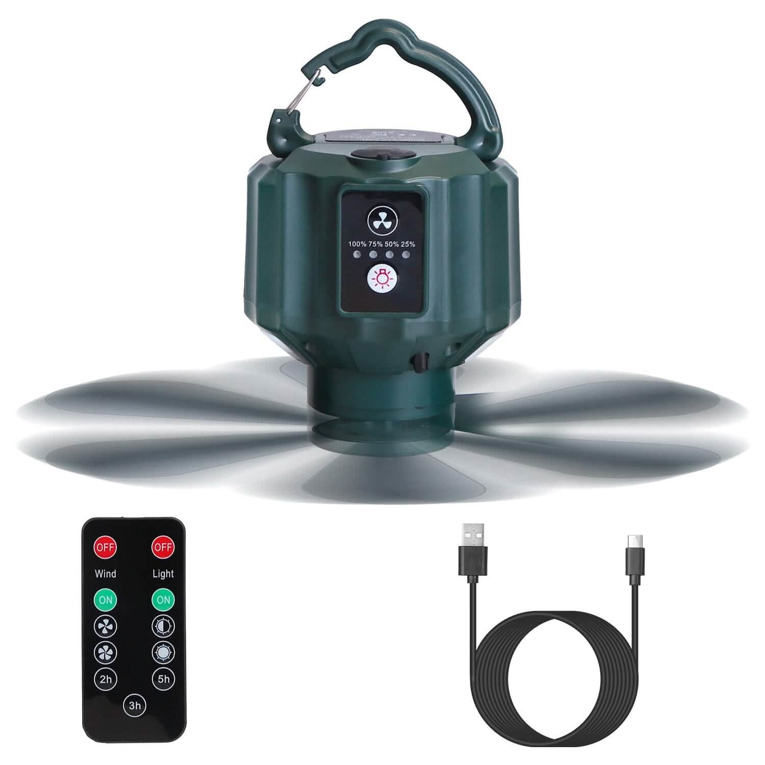 10400mAh USB Battery Powered Hanging Tent Lantern Fan Power Bank