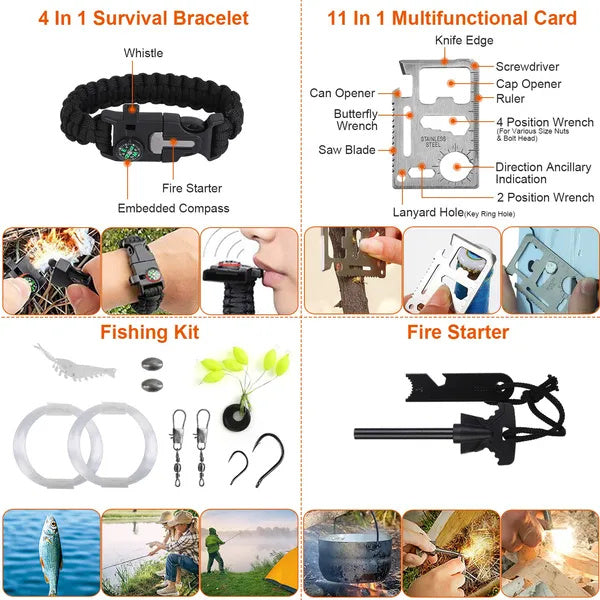 121Pcs Survival Kit for Outdoor Adventure - Professional Emergency Gear & Tactical First Aid Supplies for Camping, Hiking, and Hunting