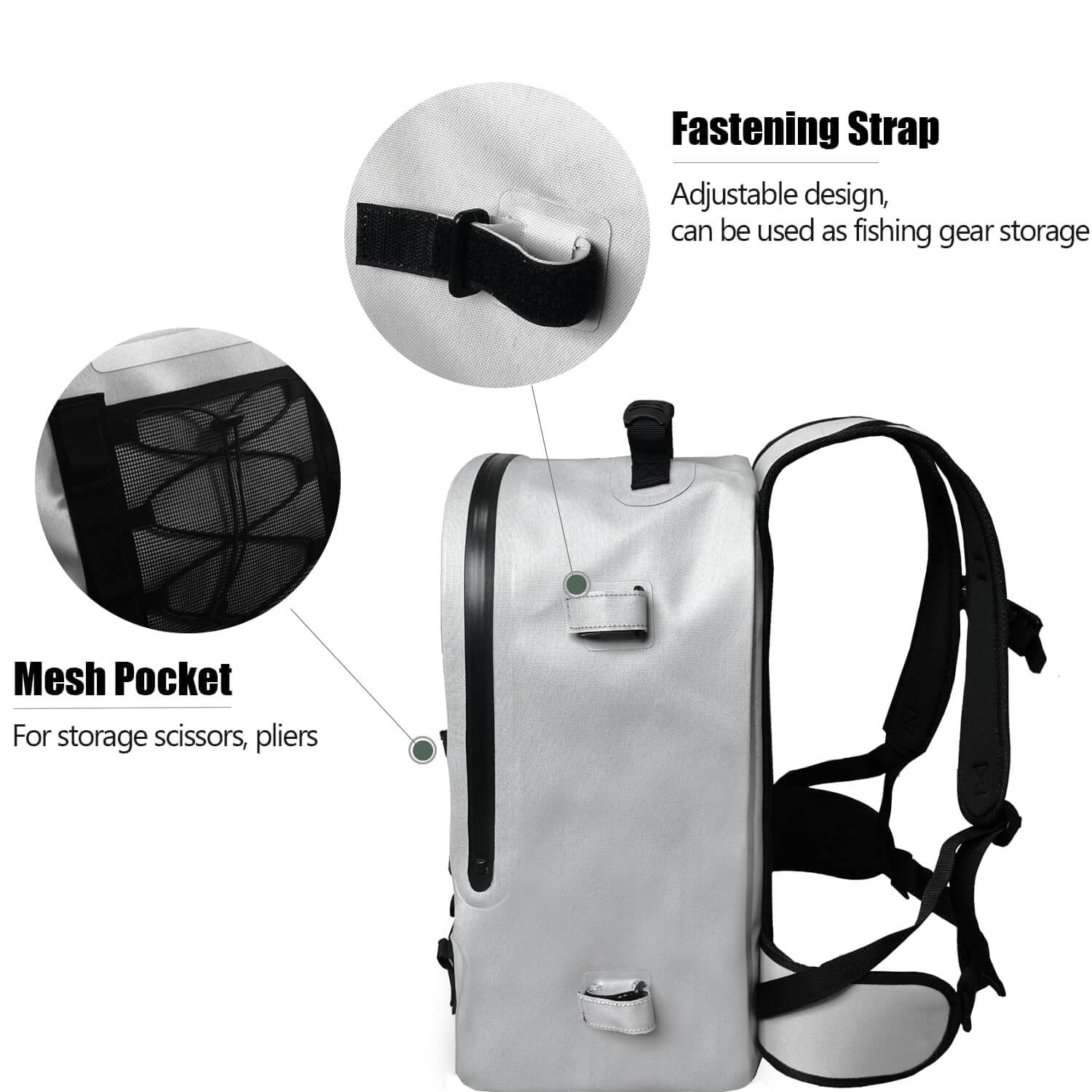 27QT Waterproof Fishing Backpack with Rod Holder