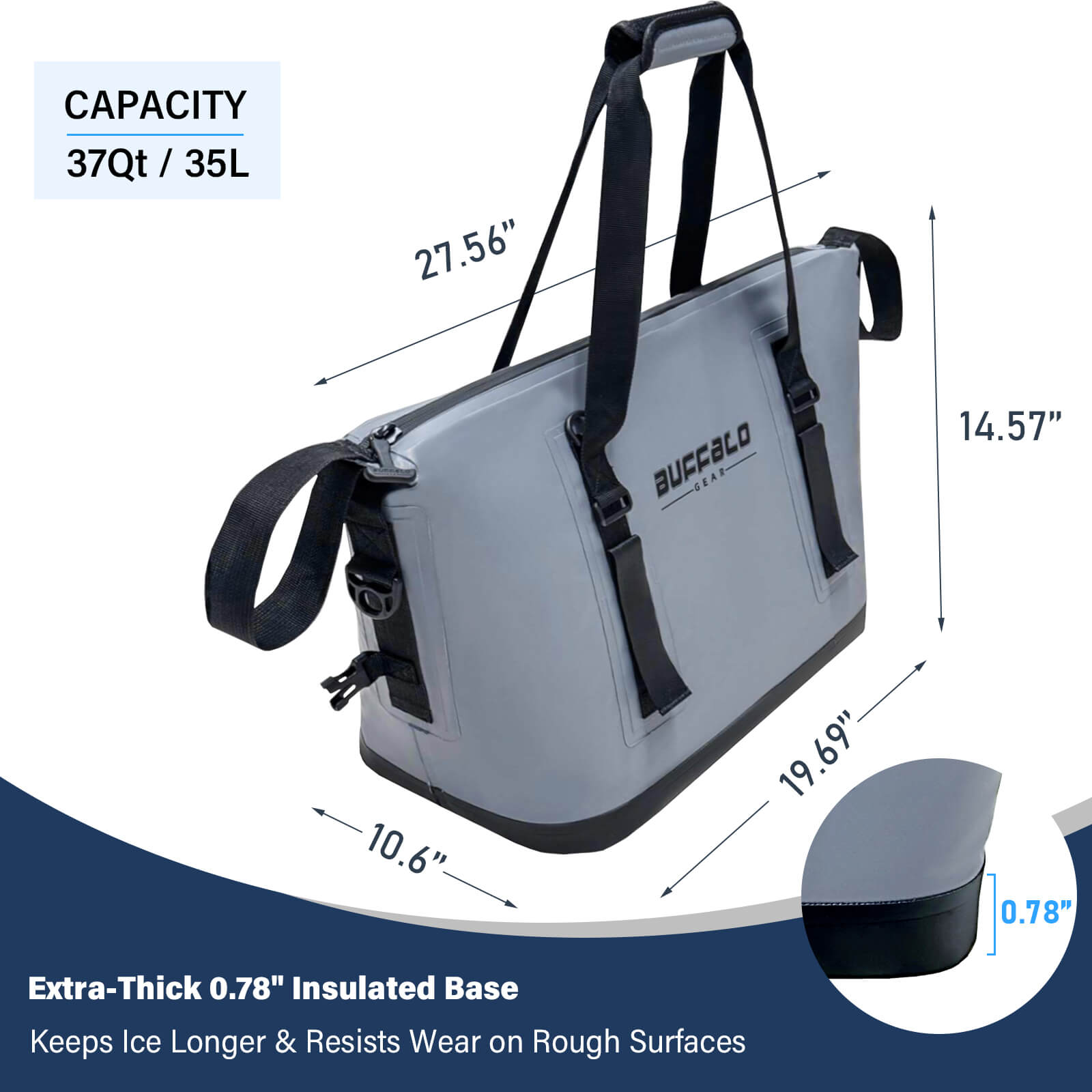 37QT Fish Cooler Bag With Fishing Rod Holder