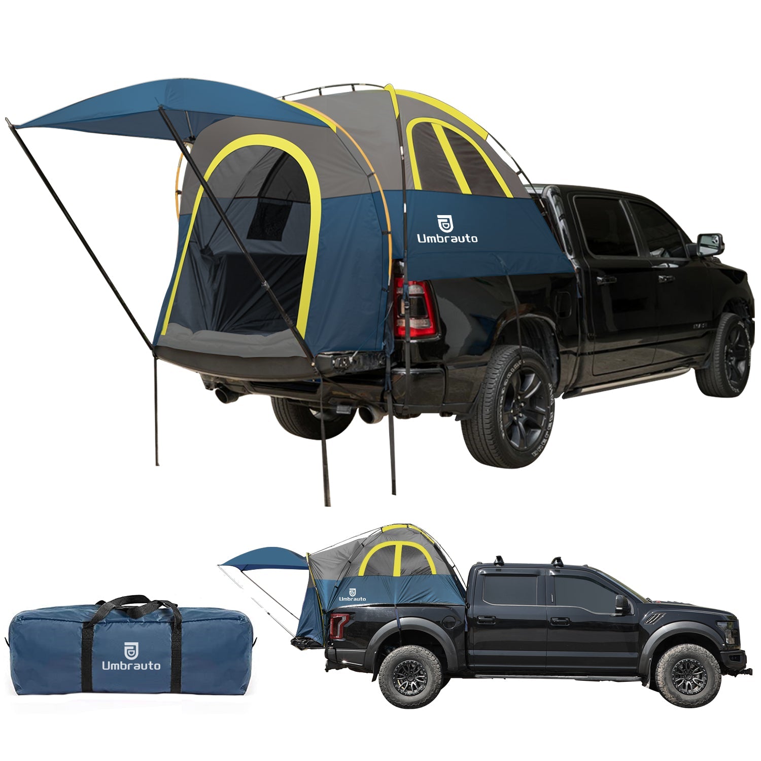Umbrauto Truck Bed Tent with Awning – Waterproof 2-3 Person Pickup Camping Tent (6.4–6.7 ft Beds)