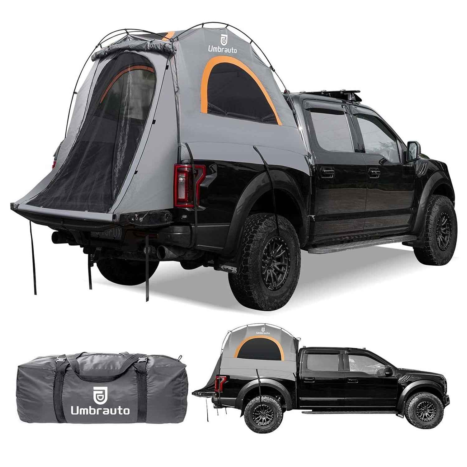 Umbrauto 6.4-6.7FT Truck Bed Tent for 2 Person | 10-Min Quick Setup Waterproof PU3000 Camping Tent for Pickup Trucks