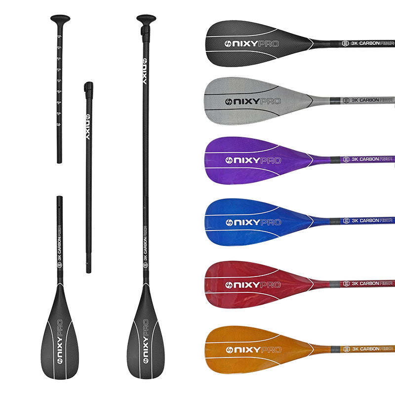 NIXY 100% 3K Carbon Fiber SUP Pro Paddle – 3-Piece Adjustable Performance Paddle