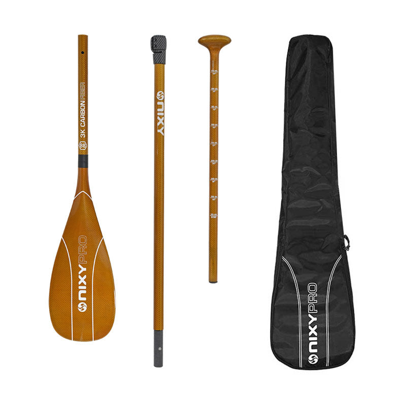 NIXY 100% 3K Carbon Fiber SUP Pro Paddle – 3-Piece Adjustable Performance Paddle