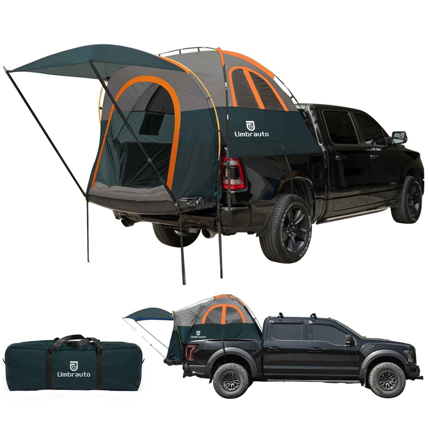Umbrauto Truck Bed Tent with Awning,Fits 6.4-6.7 ft Truck Beds | PU3000mm Waterproof Pickup Tent