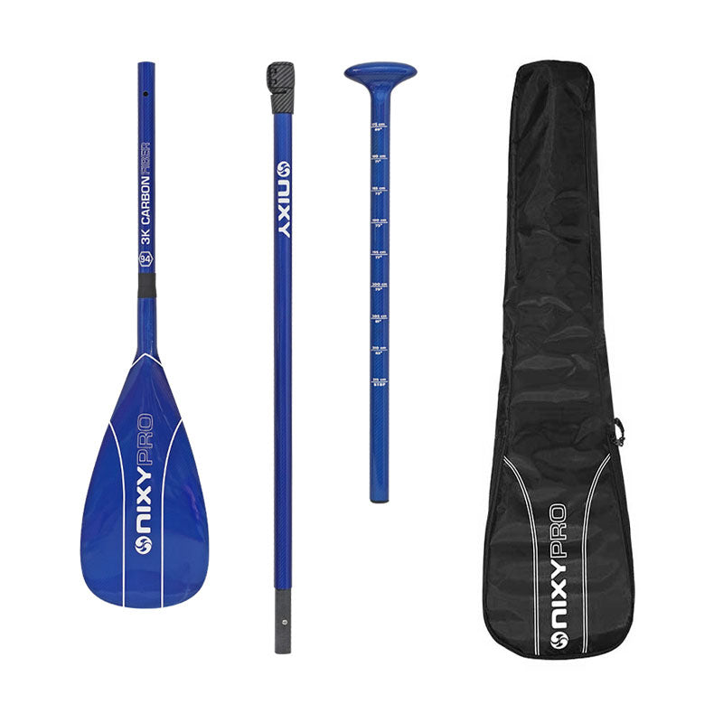 NIXY 100% 3K Carbon Fiber SUP Pro Paddle – 3-Piece Adjustable Performance Paddle