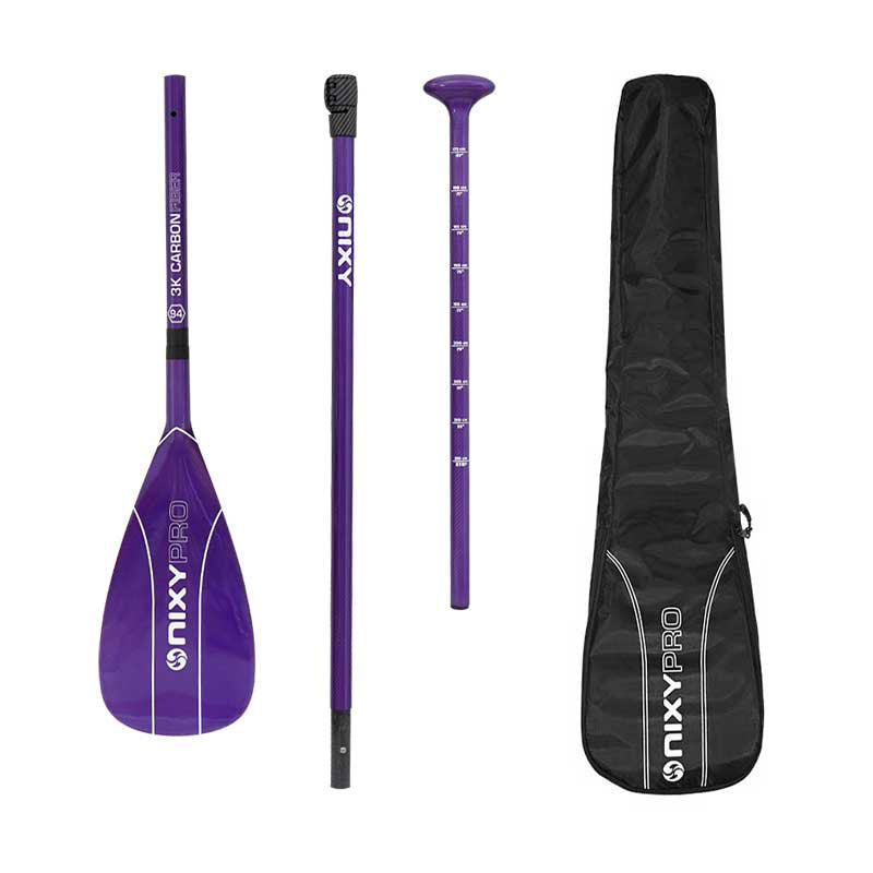 NIXY 100% 3K Carbon Fiber SUP Pro Paddle – 3-Piece Adjustable Performance Paddle