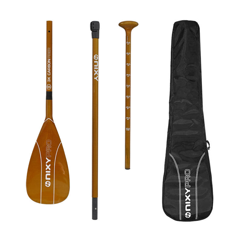 NIXY 100% 3K Carbon Fiber SUP Pro Paddle – 3-Piece Adjustable Performance Paddle