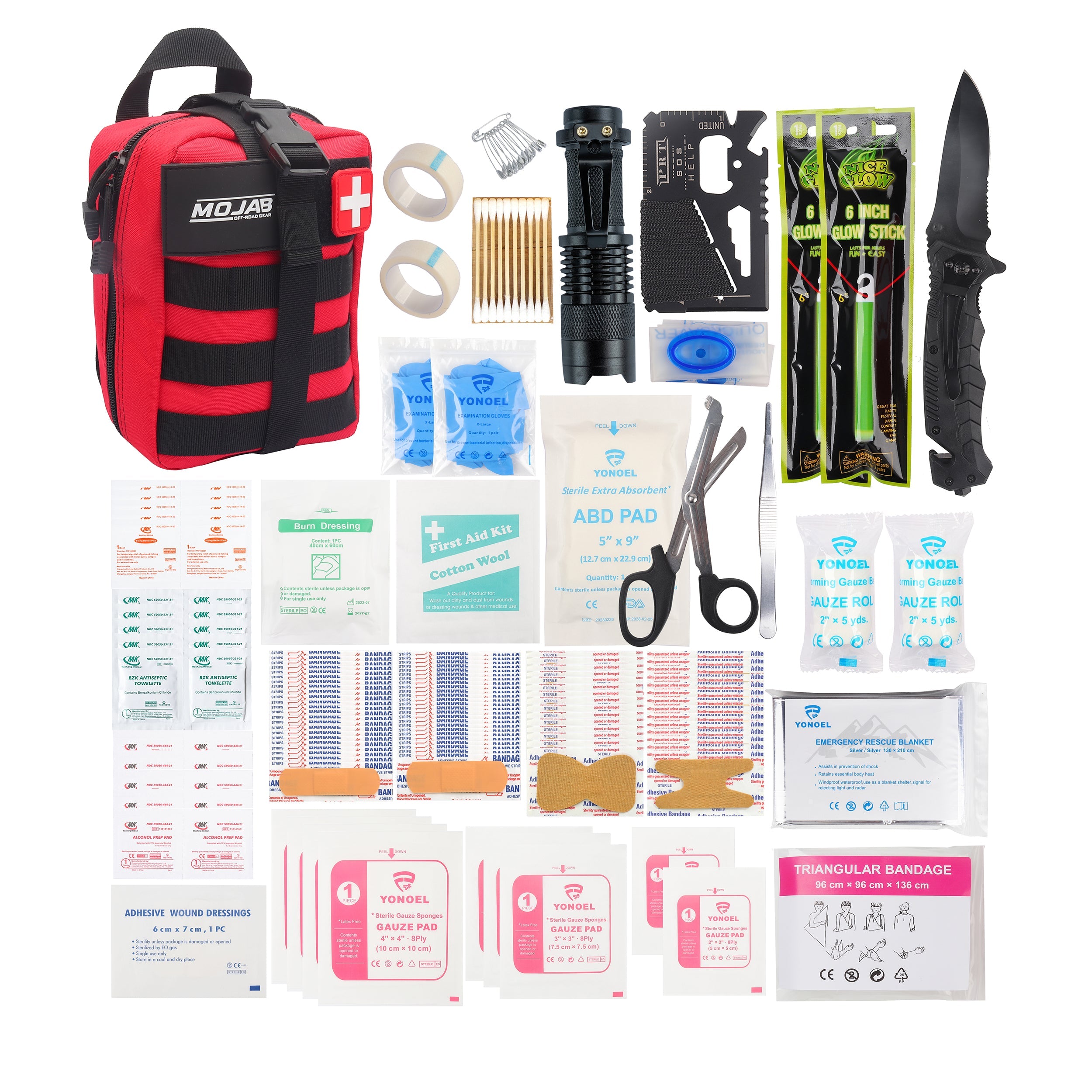 151-Piece Emergency First Aid Kit with Tactical MOLLE Pouch