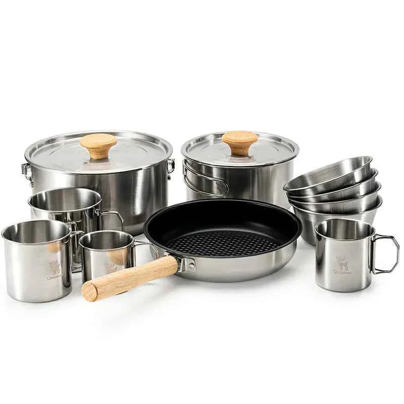 Qunature TrailChef™ 5-Piece Stainless Steel Camping Cookware Set