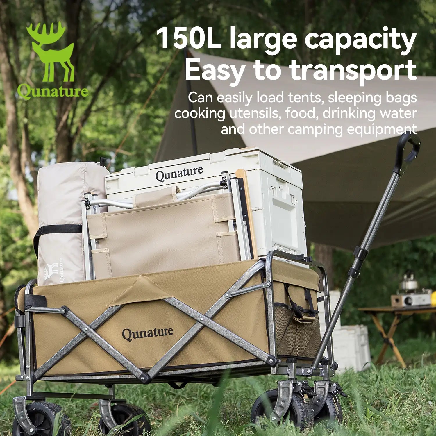 330lbs Foldable Wagon with All-Terrain PVC Wheels