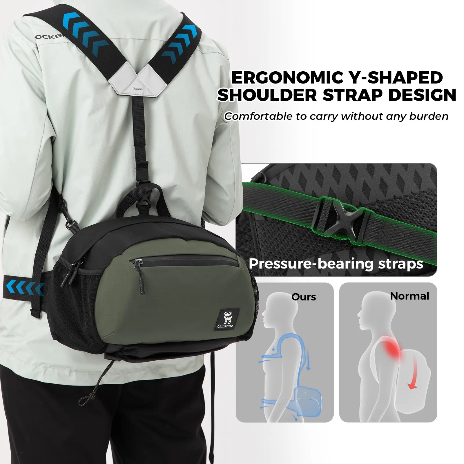 Qunature Lightweight Outdoor Sling Pack & Waist Bag – 7.9L