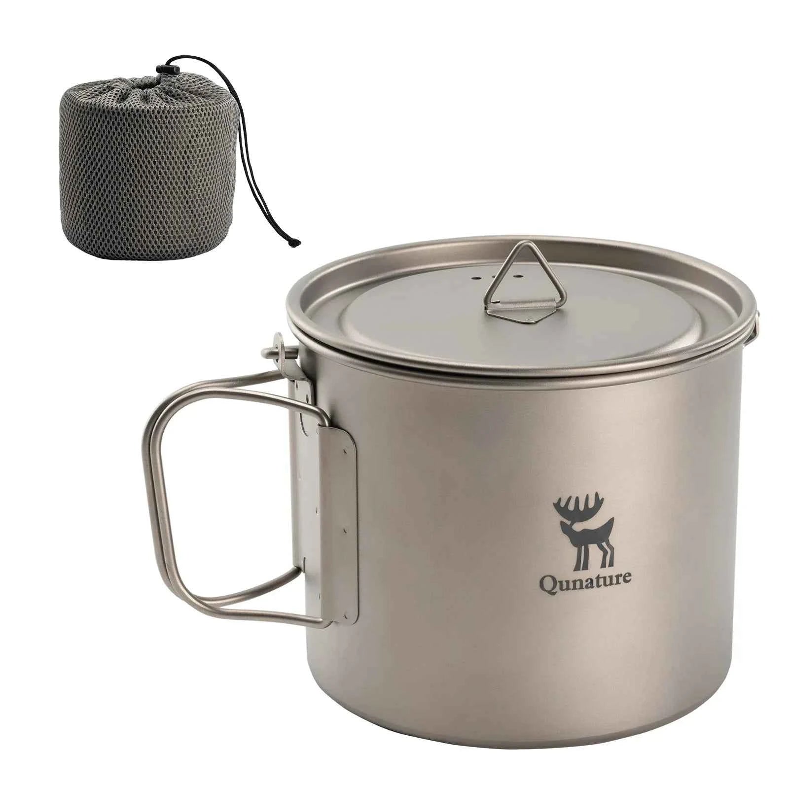 Qunature TitanCore™ 1100ml Titanium Camping Cup with Hanging Handle