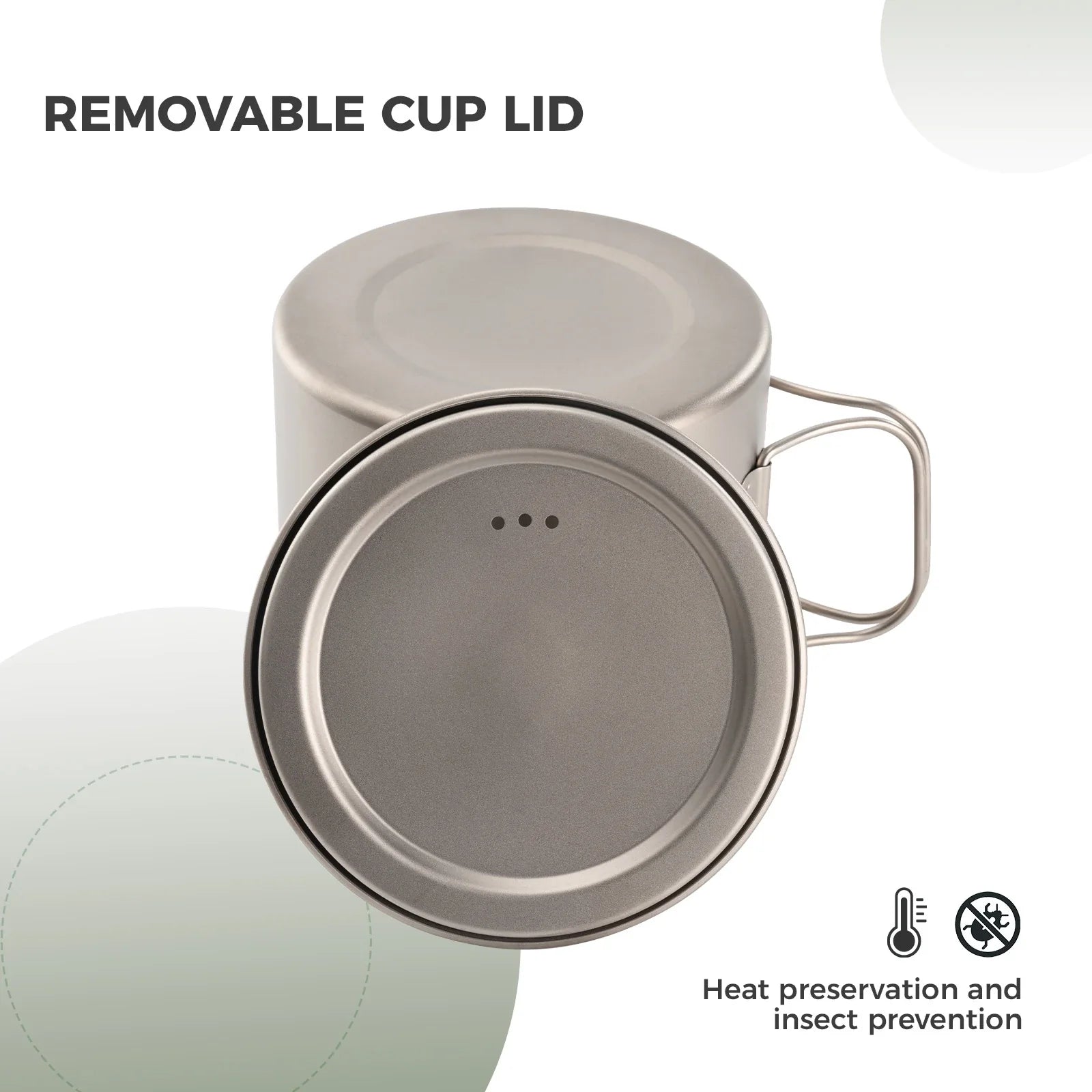 Qunature TitanCore™ 1100ml Titanium Camping Cup with Hanging Handle