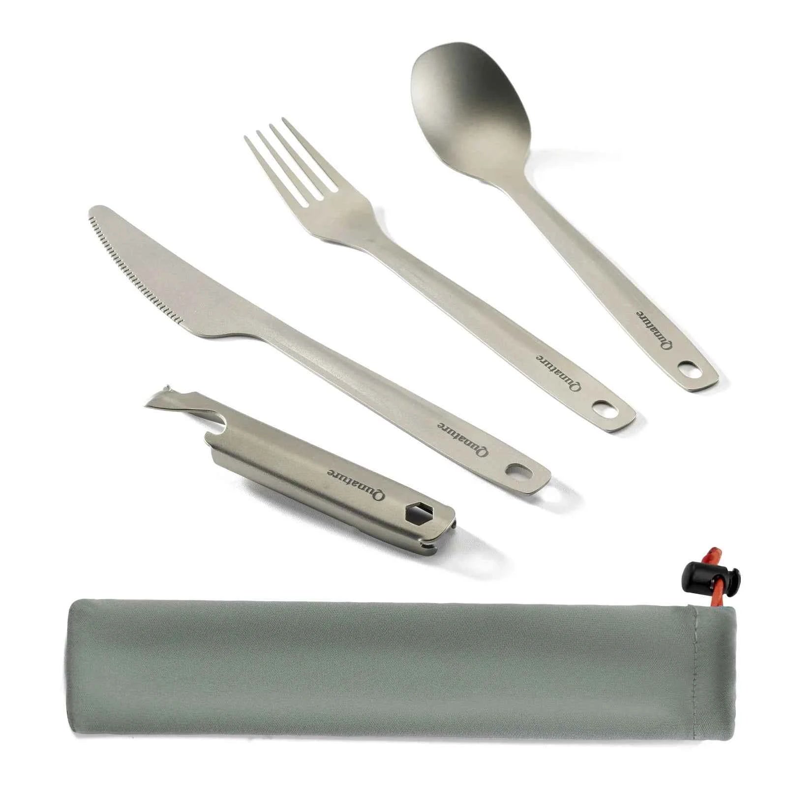 Qunature TitanCore™ Ultralight Titanium Camping Utensil Set – 4 Piece