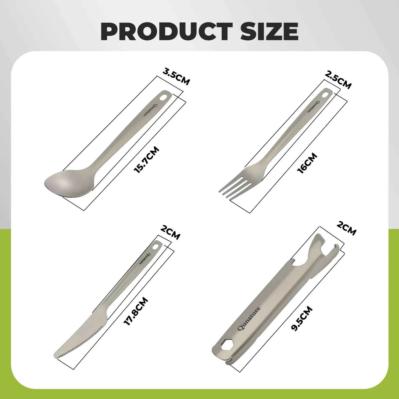 Qunature TitanCore™ Ultralight Titanium Camping Utensil Set – 4 Piece