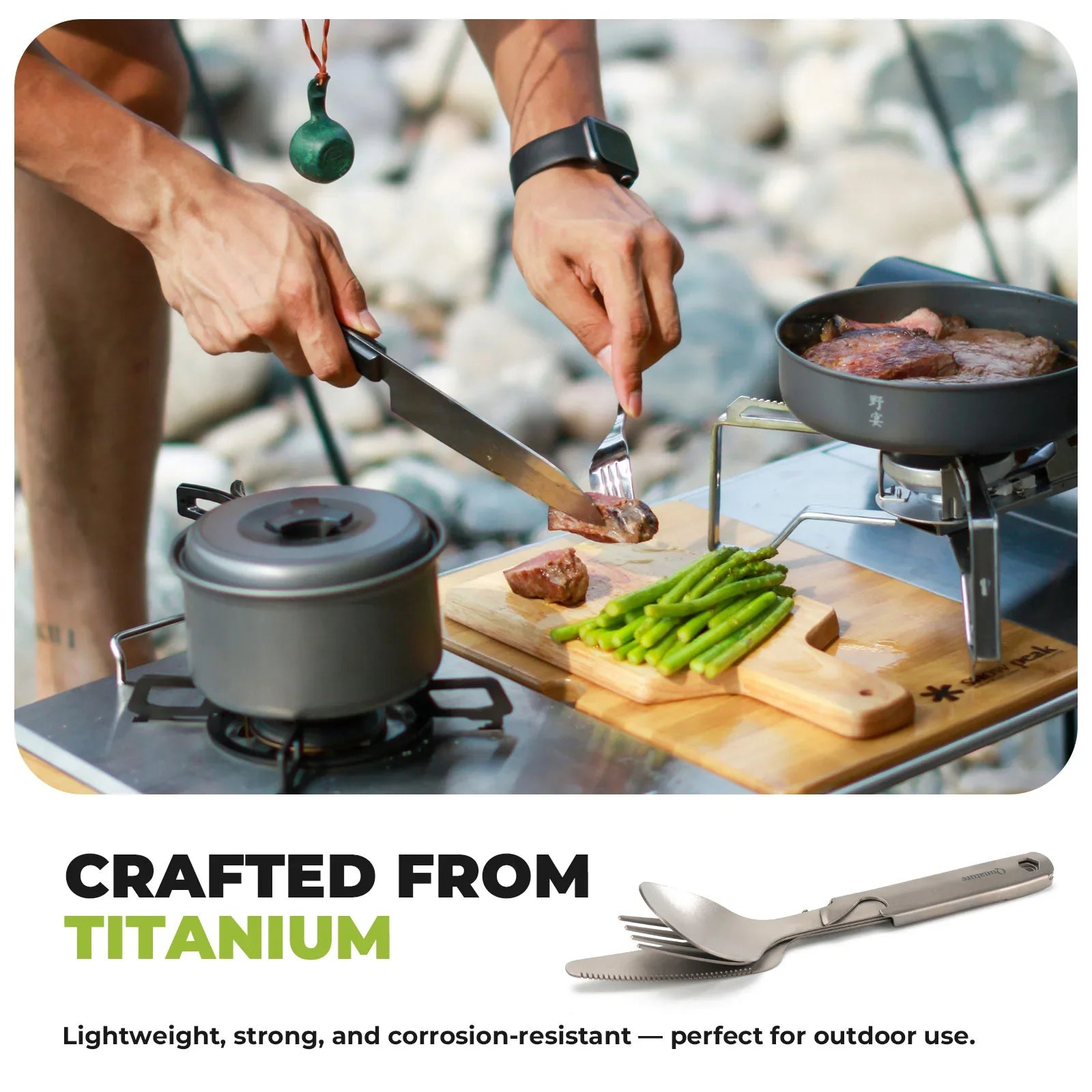 Qunature TitanCore™ Ultralight Titanium Camping Utensil Set – 4 Piece