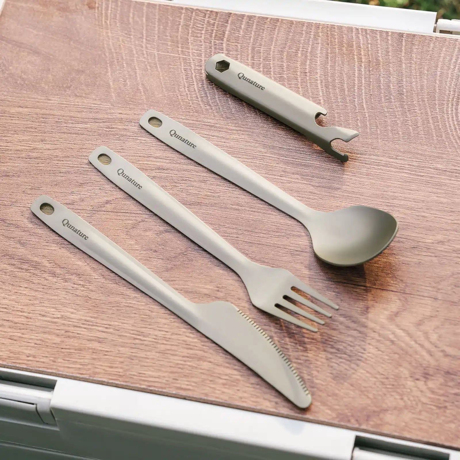 Qunature TitanCore™ Ultralight Titanium Camping Utensil Set – 4 Piece