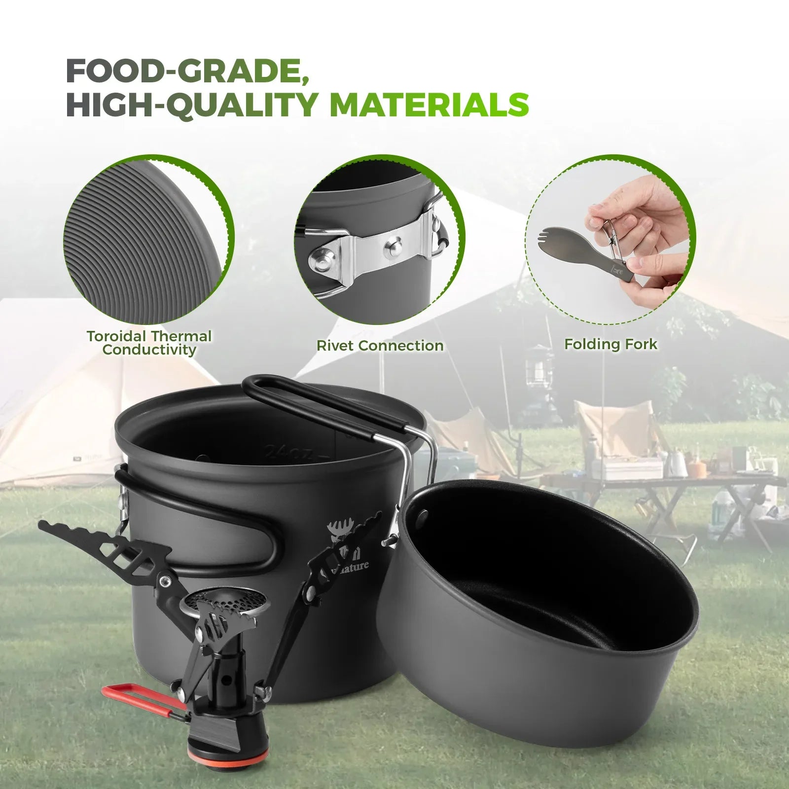 Qunature TrailChef™ Ultralight Aluminum Camping Cookware Set