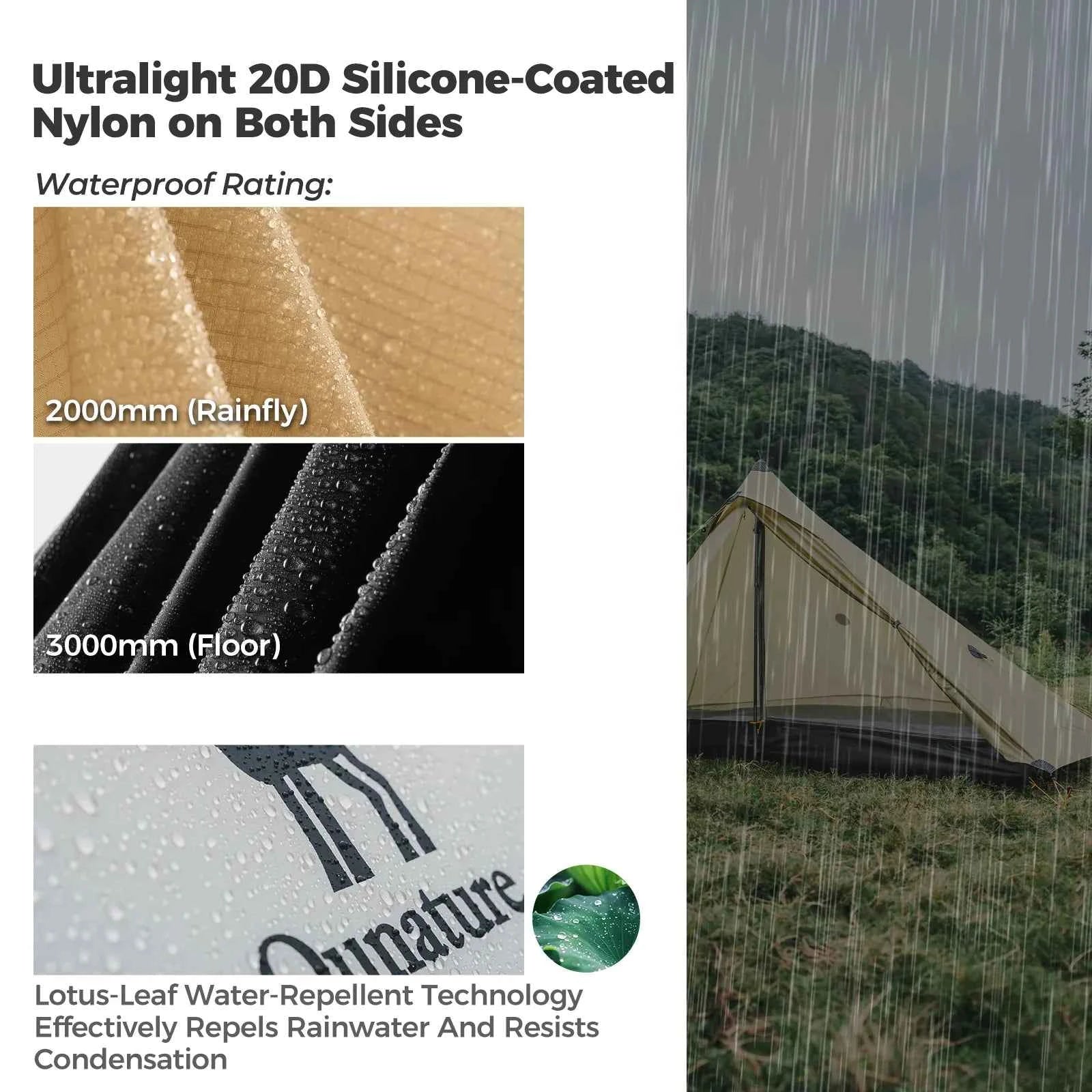 Qunature AeroShelter™ Ultralight Trekking Pole Backpacking Tent